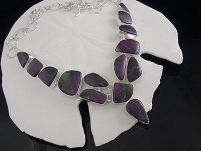 Ruby Zoisite Necklace in Sterling Silver